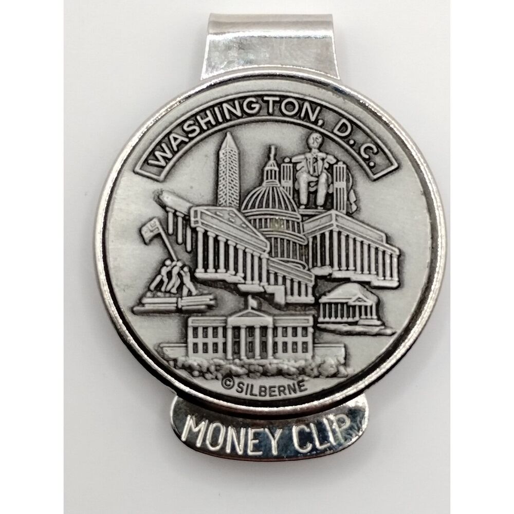 Silberne Washington D.C. White House Capitol Silver Toned Pewter Money Clip